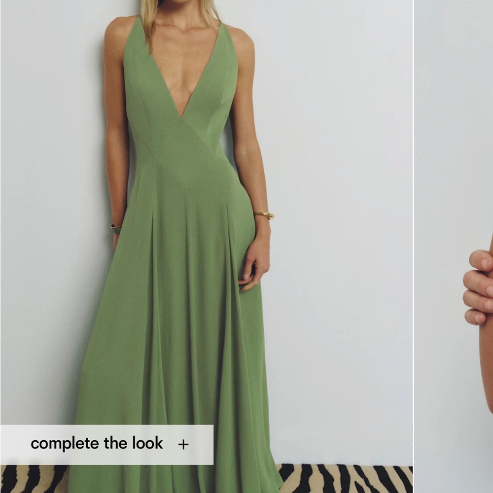Reformation Carissa Green Deep V Maxi Dress
